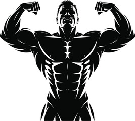 Fototapeta premium Muscular man flexing arms bodybuilder physique