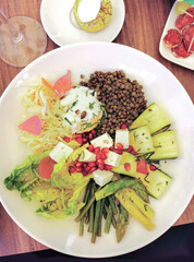 snapshot of restaurant food plate, close-up