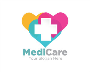 Obraz premium love medicare logo designs for health care and consultation