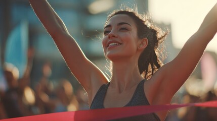 Woman celebrating crossing a finish line