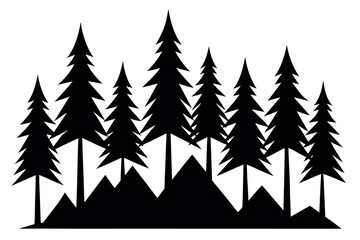 Fototapeta premium Forest of Evergreen Trees – Nature Silhouette Vector Illustration