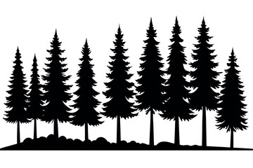 Fototapeta premium Forest of Evergreen Trees – Nature Silhouette Vector Illustration