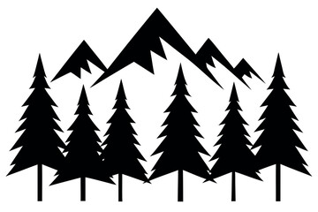 Obraz premium Forest of Evergreen Trees – Nature Silhouette Vector Illustration