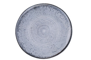 Trendy Circle Pale blue sand grain texture handmade Ceramic Dish plate, top view stoneware plate....