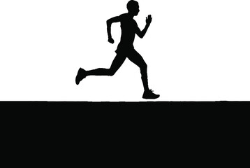 Silhouette of a runner in motion running athletic
