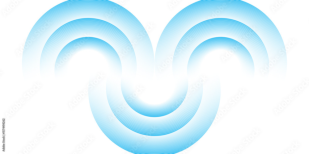 Poster symmetrical soft wave design in blue – abstract ripple vector art background.