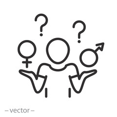 gender question icon, gender party, girl or boy, riddle or surprise, sex of newborn, thin line web symbol on white background - editable stroke vector illustration eps10