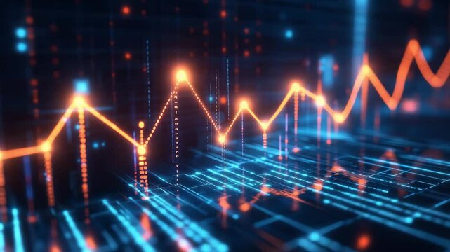 Data visualization techniques illustrate financial trends with dynamic charts and graphs in a digital environment