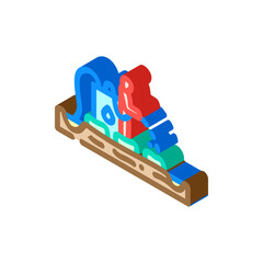farmers using water contaminated metals for irrigation isometric icon vector illustration