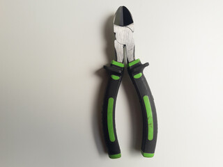 Diagonal cutting pliers isolated on white background, this type of pliers is commonly used to cut wire or cable and others.