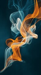 Abstract Smoke Art Serenity and Energy Intertwined Decorative Design with Fluid and Translucent Shapes Floating on a Dark Teal Background