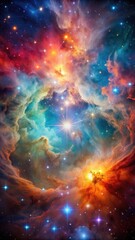 Fototapeta premium Celestial majesty of a nebula with vibrant starry sky and intricate gas clouds