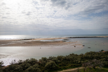 Low Tide at Coastal Estuary in Portugal