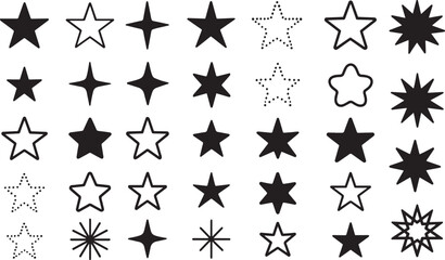 Various star shapes and outlines solid dotted