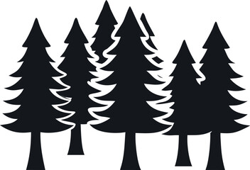 Obraz premium Silhouettes of evergreen trees in a forest setting 