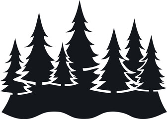 Obraz premium Silhouettes of Pine and Fir Trees in a Natural Forest Setting – Vector Design