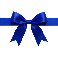 blue bow isolated on white,Blue Satin Gift Ribbon – Elegant Close-Up