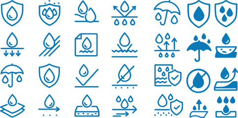 Water resistance symbols collection drop shield