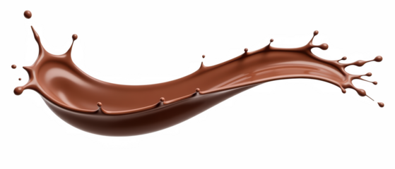 Rich chocolate splash creates dynamic and appetizing visual, perfect for dessert themes and culinary presentations