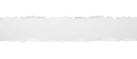 Torn white paper strip with jagged edges, creating textured and layered appearance. This element can be used for various design purposes
