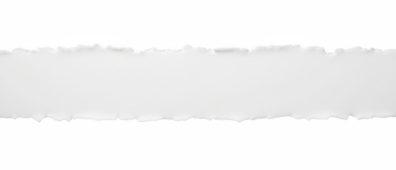 Torn white paper strip with jagged edges, creating textured and layered appearance. This element can be used for various design purposes