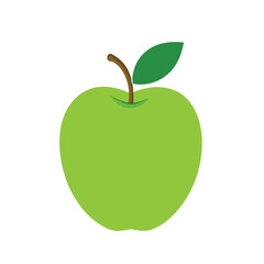 Minimal Green Apple Isolated – Flat Style Vector

