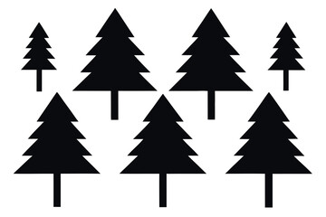 Obraz premium Silhouettes of evergreen trees in a forest setting 