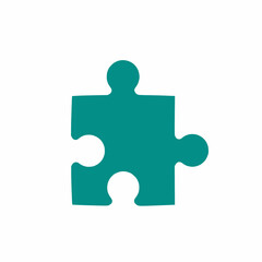 Puzzle piece icon symbolizing identity, solid teal, white background