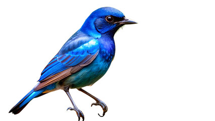 Obraz premium Vivid Blue Bird Perched Profile View on Transparent Background stunning