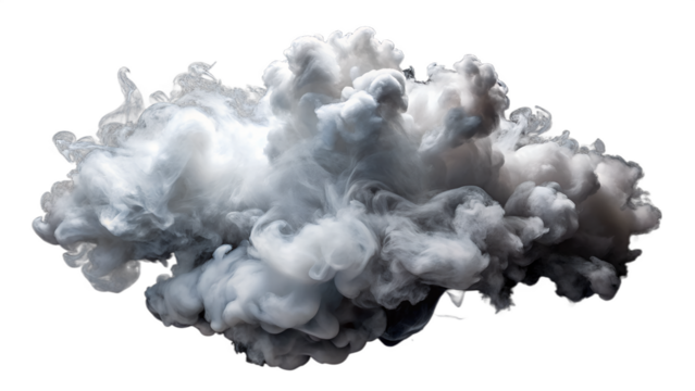 White smoke cloud effect isolated on transparent background for design