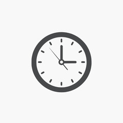 Fototapeta premium Clock icon symbolizing time, solid gray, white background