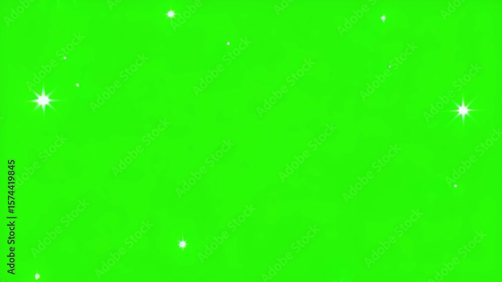 Poster sparkle star light twinkle animation on green screen background chroma key seamless loop