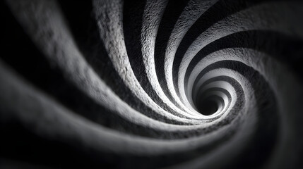 hd realistic shot of abstract black and white spiral pattern design.