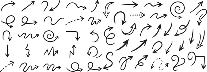 Black hand drawn directional pointers arrow graphic