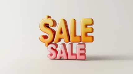 3D Sale Sign, Vibrant Colors