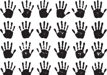 Obraz premium Black handprints on white background hands imprint
