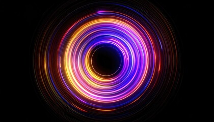 Abstract neon rings on black background