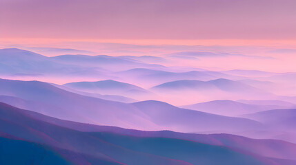 Fototapeta premium Misty Mountains at Sunrise: A Serene Landscape
