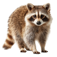 Fototapeta premium Cute raccoon animal wildlife mammal adorable face furry looking isolated on transparent background 