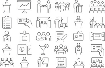 Conference meeting presentation business event icons