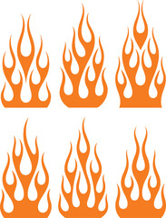 Orange flame shapes for decoration and design fire heat