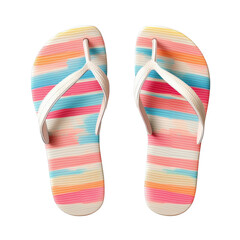 Pair of striped flip flops isolated on white background..