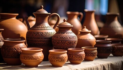 Clay pottery display