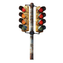 Traffic pole isolated on transparent background.