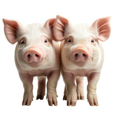 Big pigs different angle isolated on transparent background.