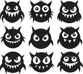 Obraz premium Cute but Scary Cartoon Demons for Halloween Design
