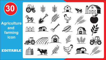 Collection of agricultural and farming related icons for design projects