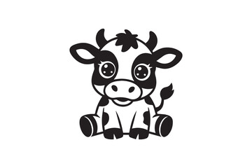 baby cow silhouette Vector