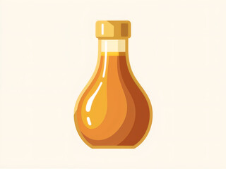 Simple bottle of honey or syrup with golden liquid, flat design for food packaging concept. Generative AI