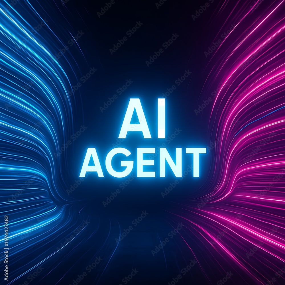 Poster abstract rendering of ai agent concept showcasing futuristic technology and innovative intelligence.